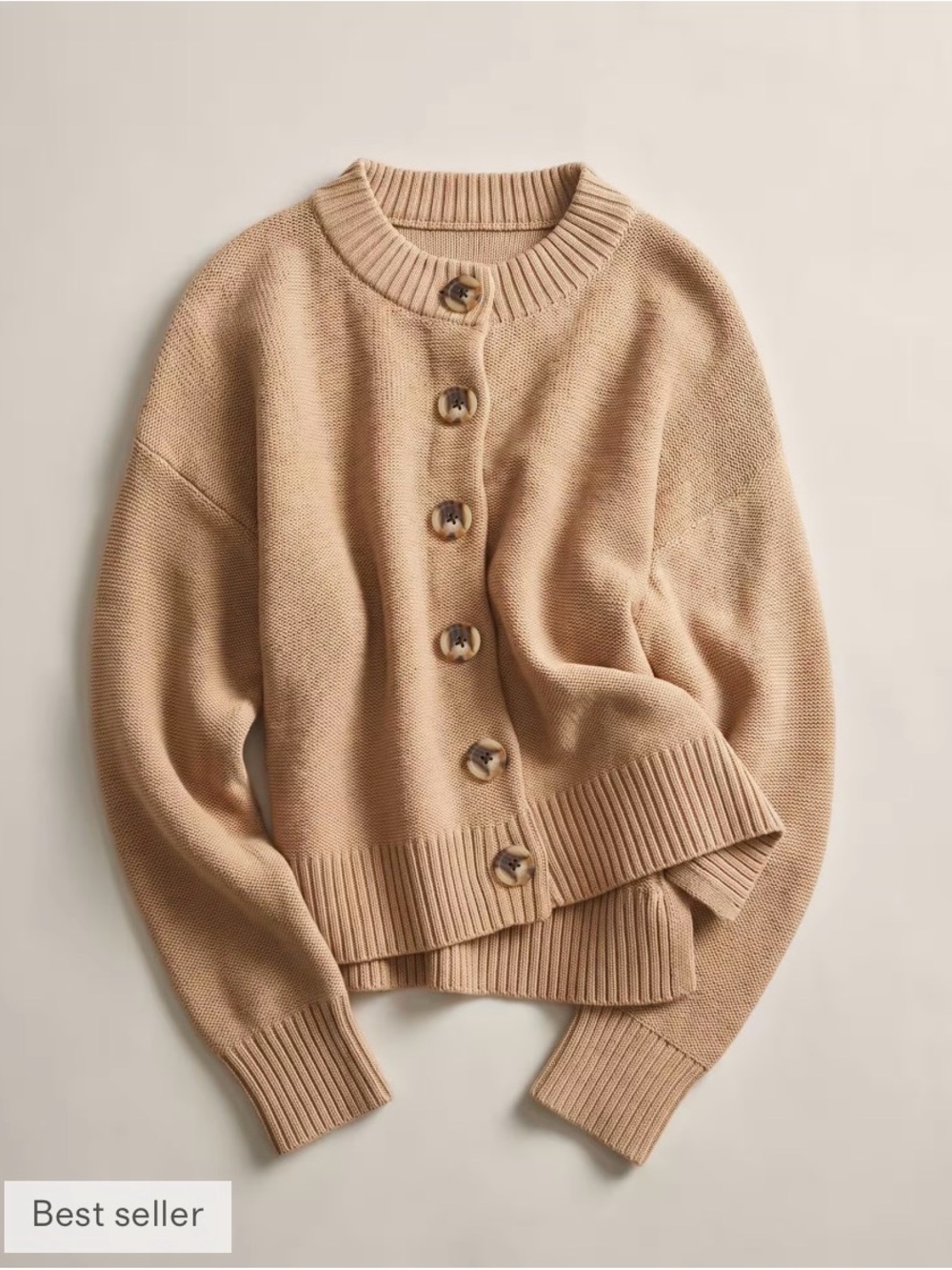 Quince Cafe au Lait Cropped Button-Front Cardigan - Picture 4 of 8